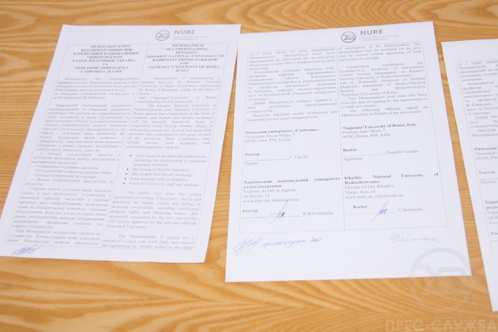 Ректор ХНУРЕ підписав меморандум про взаєморозуміння з Римським університетом «Сапієнца»