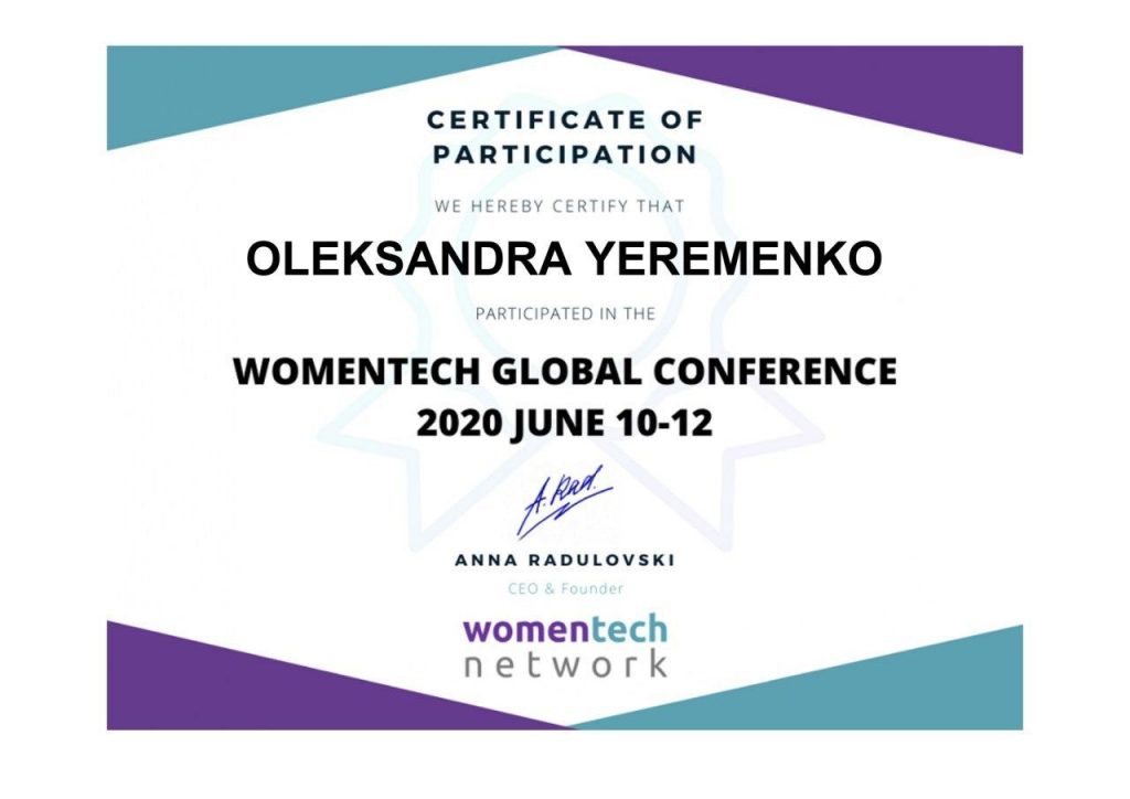 Співробітниця кафедри ІКІ прийняла участь у Міжнародній конференції WomenTech Global Conference 2020