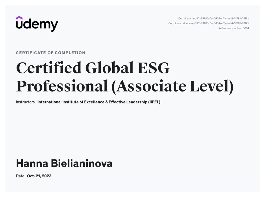 Certified Global ESG Professional (Associate Level)